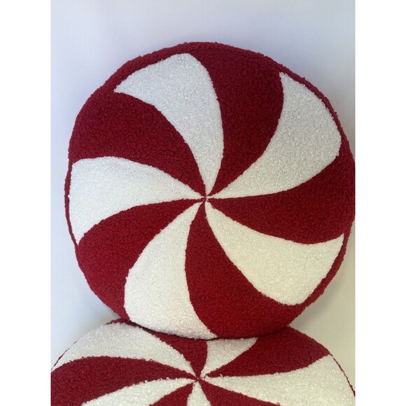 Target Bullseye Christmas 2 Red & White Peppermint Throw Pillows Soft - Picture 2 of 7